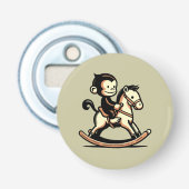 Elke kleur aap op schommelend paard button flesopener (Voorkant)