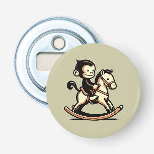 Elke kleur aap op schommelend paard button flesopener