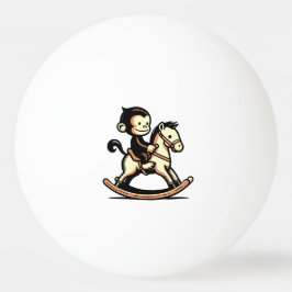 Elke kleur aap op schommelend paard pingpongbal