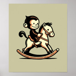 Elke kleur aap op schommelend paard poster