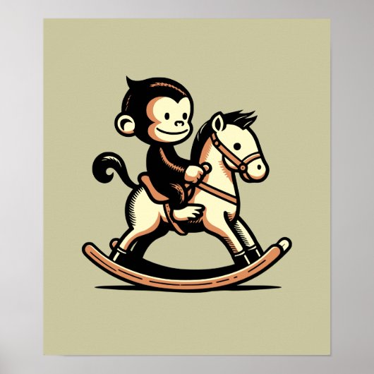 Elke kleur aap op schommelend paard poster (Voorkant)