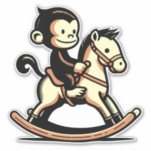 Elke kleur aap op schommelend paard sticker