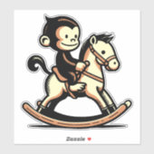 Elke kleur aap op schommelend paard sticker (Vel)