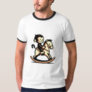 Elke kleur aap op schommelend paard t-shirt