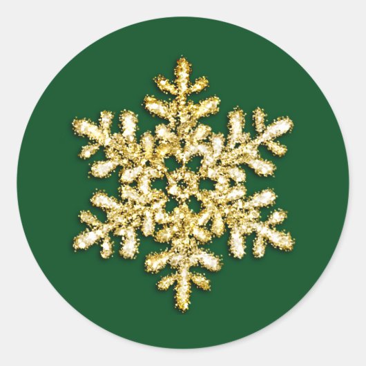 Elke kleur Achtergrond Gold Crystal Snowflake Seal Ronde Sticker (Voorkant)