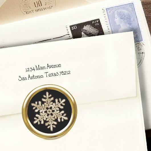 Elke kleur Achtergrond Gold Crystal Snowflake Seal Ronde Sticker