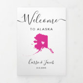 Elke kleur Alaska bruiloft welkom reisroute brief Drieluik Programma (Cover)