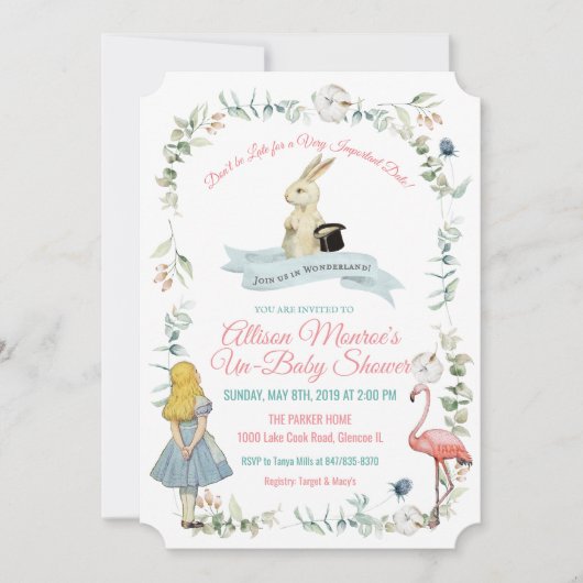 ELKE KLEUR - Alice in Wonderland Baby shower Kaart (Voorkant)