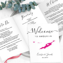 Elke kleur Anguilla bruiloft tas welkom route