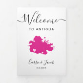 Elke kleur Antigua bruiloft tas Welkom Route Drieluik Programma (Cover)