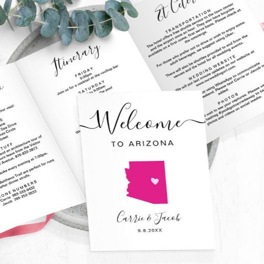 Elke kleur Arizona bruiloft tas Welkom Route Drieluik Programma