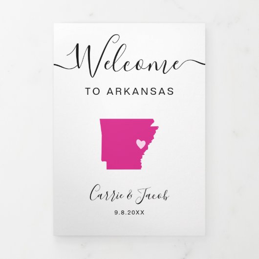 Elke kleur Arkansas bruiloft tas Welkom Route Drieluik Programma (Cover)