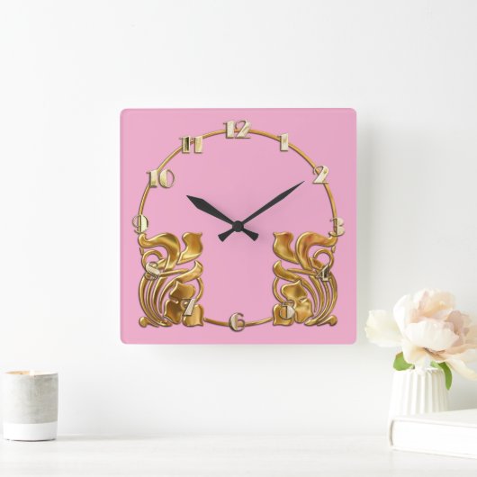 Elke kleur Art Deco Gold Design Vierkante Klok (Huis)