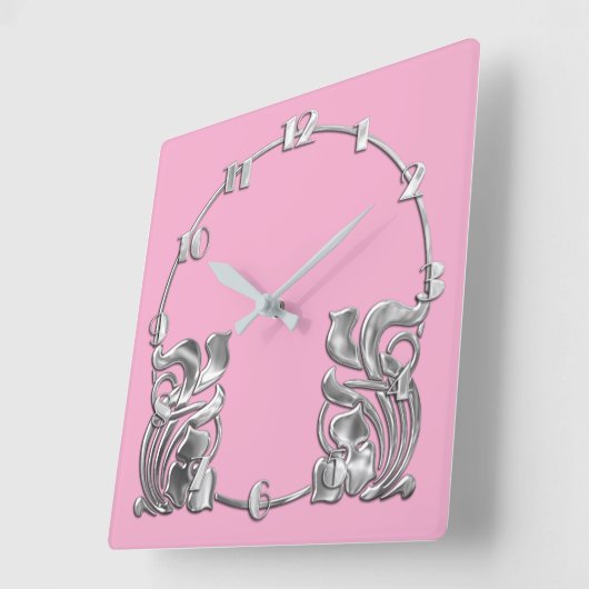 Elke kleur Art Deco Zilver ontwerp Vierkante Klok (Hoek)