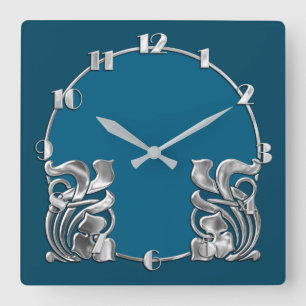 Elke kleur Art Deco Zilver ontwerp Vierkante Klok