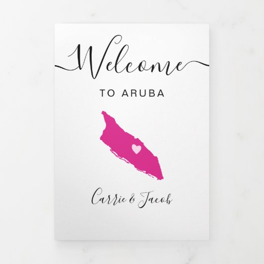 Elke kleur Aruba bruiloft tas welkom route Drieluik Programma (Cover)