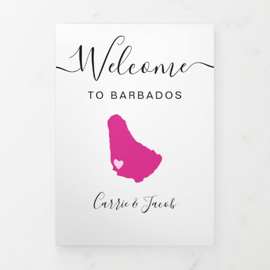 Elke kleur Barbados bruiloft tas welkom route Drieluik Programma (Cover)