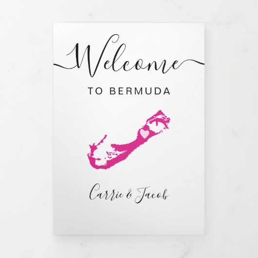 Elke kleur Bermuda bruiloft tas welkom route Drieluik Programma (Cover)