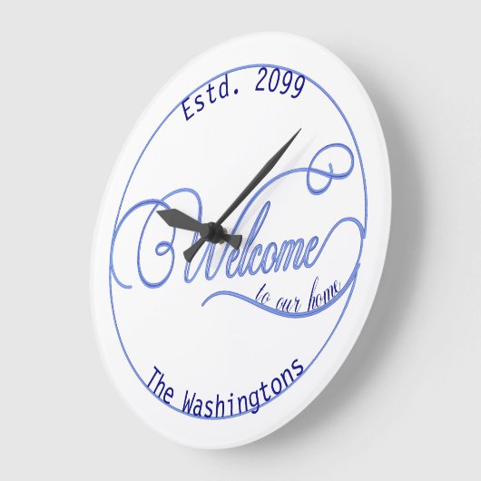 Elke kleur Bkg Welkom bij ons huis Mooi Script Grote Klok (Hoek)