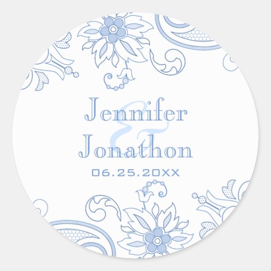 Elke kleur Bloemen & Foliage Doodle Envelope Seal Ronde Sticker (Voorkant)