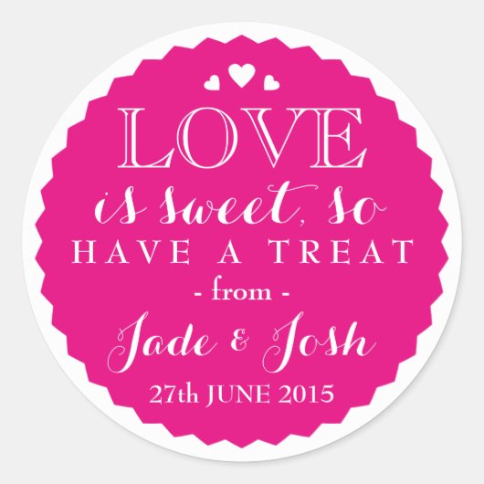 ELKE KLEUR Bruiloft Favor Sweet Jar Rond Ronde Sticker (Voorkant)