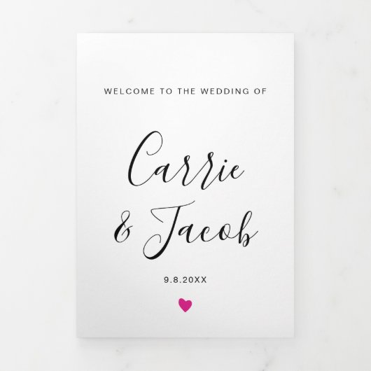 Elke kleur bruiloft tas welkom reisroute brief drieluik programma (Cover)