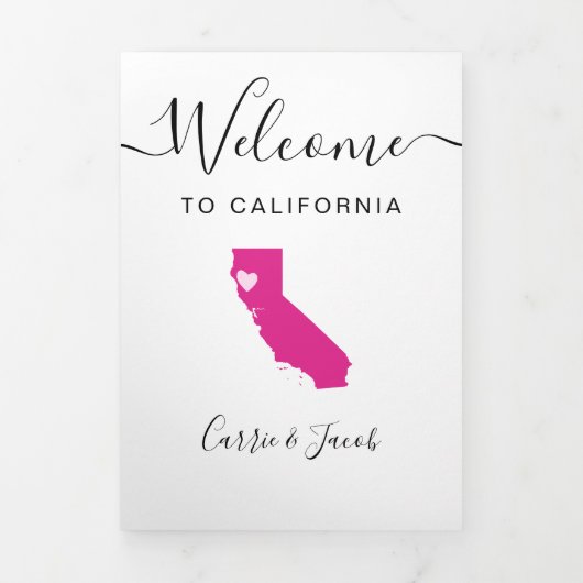 Elke kleur Californië trouwtas Welkom reisschema Drieluik Programma (Cover)