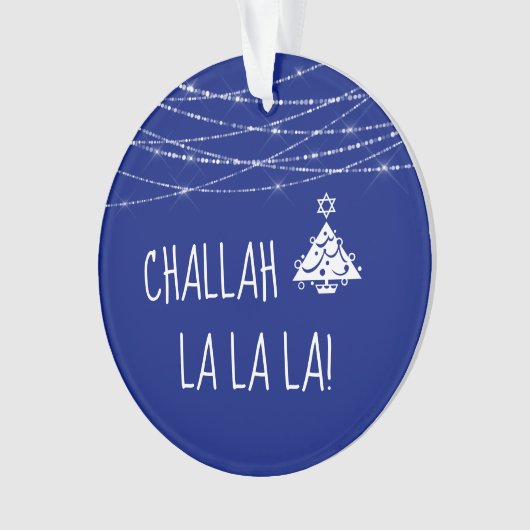 Elke kleur Challah La La Christmas Chanoeka Blauw Ornament (voorkant)