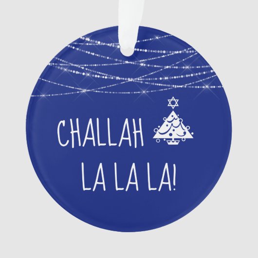 Elke kleur Challah La La Christmas Chanoeka Blauw Ornament (voorkant)