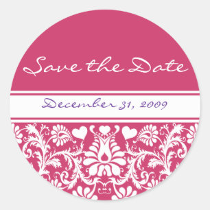 Elke kleur Damask  Floral Wedding Ronde Sticker