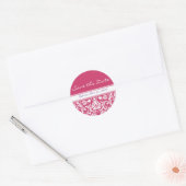 Elke kleur Damask  Floral Wedding Ronde Sticker (Envelop)