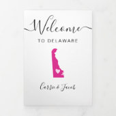 Elke kleur Delaware bruiloft welkomsttas reisschem Drieluik Programma (Cover)