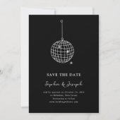 Elke kleur Disco Ball Minimalist Zwart | Foto Save The Date (Voorkant)