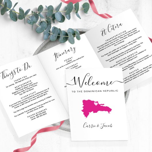 Elke kleur Dominicaanse Republiek bruiloft welkom Drieluik Programma