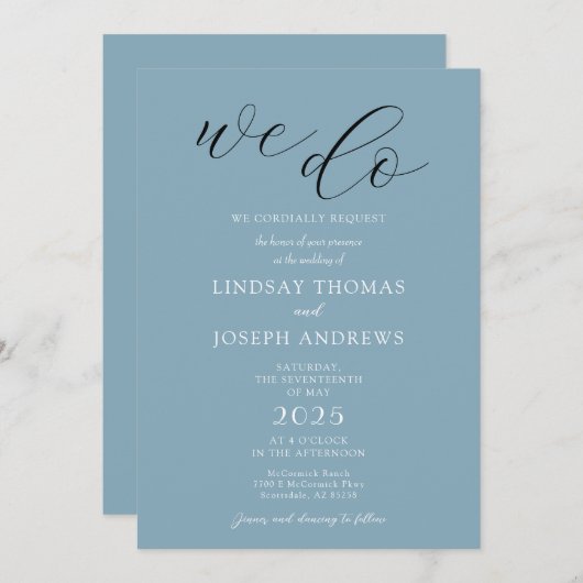 Elke kleur Elegant Moderne Eenvoudige Uitnodiging (Voorkant / Achterkant)