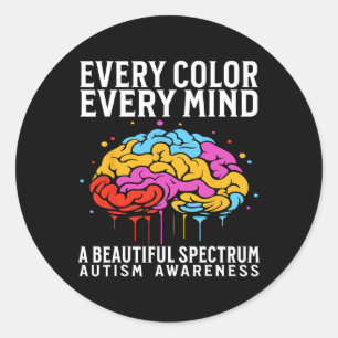 Elke Kleur Elke Geest Autisme Bewustzijn Kinderen Ronde Sticker
