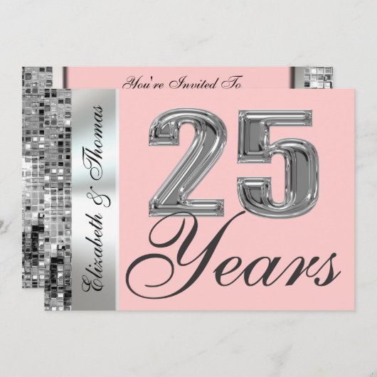 Elke kleur en 25 jaar Silver Jubileum Uitnodiging (Voorkant / Achterkant)