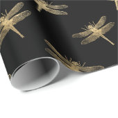 Elke kleur en Gouden Libel Overlay Cadeaupapier (Rol Hoek)