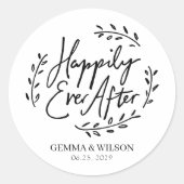 ELKE KLEUR Gelukkig ooit na gepersonaliseerde brui Ronde Sticker (Voorkant)