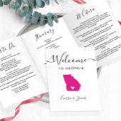 Elke kleur Georgia bruiloft welkomsttas reisroute Drieluik Programma