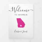 Elke kleur Georgia bruiloft welkomsttas reisroute Drieluik Programma (Cover)