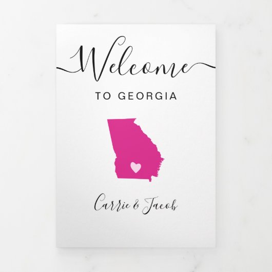 Elke kleur Georgia bruiloft welkomsttas reisroute Drieluik Programma (Cover)