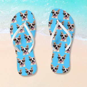 Elke kleur Grappige gepersonaliseerde hond foto Teenslippers
