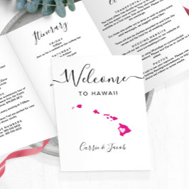 Elke kleur Hawaii bruiloft welkomsttas reisroute Drieluik Programma