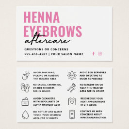 Elke kleur Henna Brows Brows Tint Aftercare Kaart