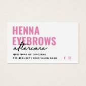 Elke kleur Henna Brows Brows Tint Aftercare Kaart (Voorkant)