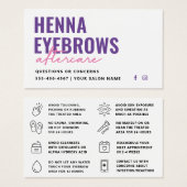Elke kleur Henna Brows Brows Tint Aftercare Kaart (Voorkant /achterkant)