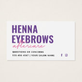 Elke kleur Henna Brows Brows Tint Aftercare Kaart (Voorkant)