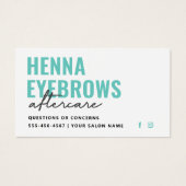 Elke kleur Henna Brows Brows Tint Aftercare Kaart (Voorkant)