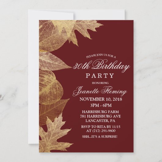 ELKE KLEUR - Herfst bladeren Verjaardag uitnodigin Kaart (Voorkant)